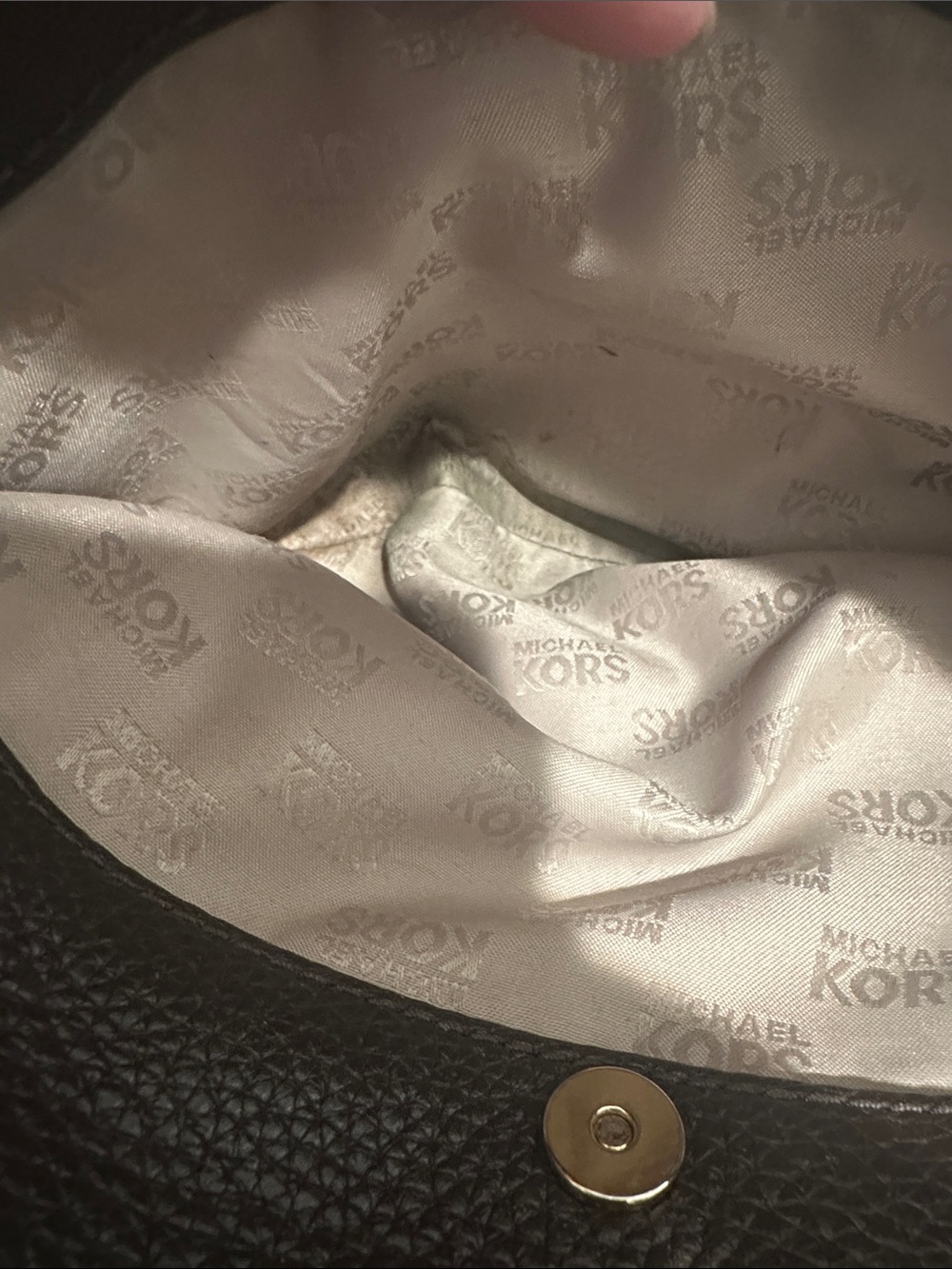 Michael Kors Two-Tone Pebbled Leather Shoulder Bag in Dark Brown & Taupe - Picture 6 of 6